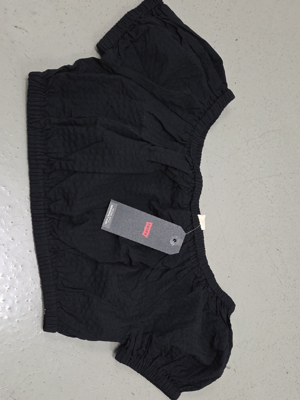 Levi's Black Off-Shoulder Crop Top with Puff Sleeves